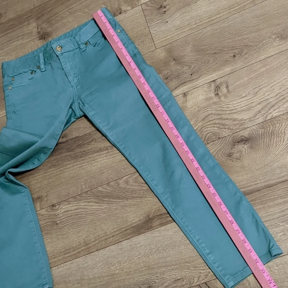 Tory Burch Alexa Cropped Skinny Viridian Green Jeans Size 25